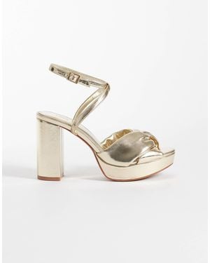 Mango Teen Platform Block Heel Sandals - Metallic