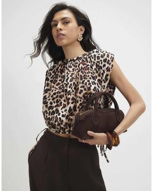 River Island Cotton Leopard Print Bubble Hem T-Shirt - Black
