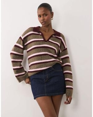 Nobody's Child Wol Mix V-Neck Collar Detai Jumper - Blue