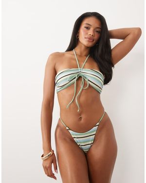 ASOS Sian Reversible High Leg Tanga Bikini Bottom - Brown
