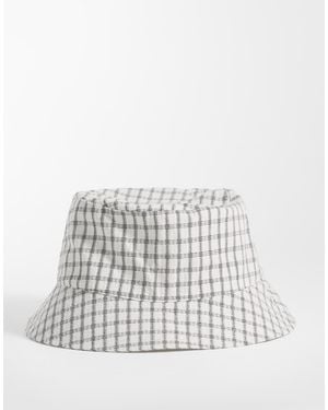 ASOS Checked Seersucker Bucket Hat - White