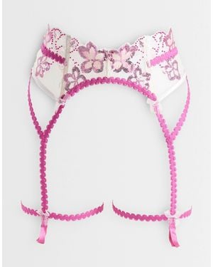 For Love & Lemons Lanai Embroidered Floral Garter Belt - Pink