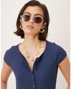 Free People Most Wanted Button Through Tee - Blue