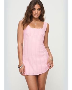Princess Polly Dasha Cotton Rich Scallop Detail Mini Dress - Pink
