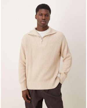SELECTED Half Zip Jumper - Natural