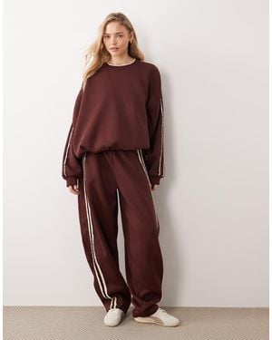 ASOS Wide Leg Joggers With Crochet Lace Detail - Red