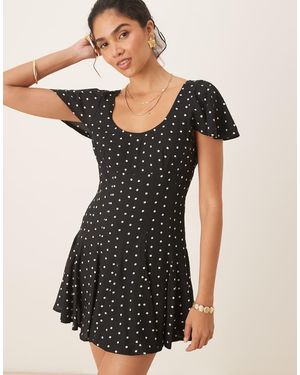 ASOS Mini-Jurk Met Godetzoom En Polkadots - Zwart
