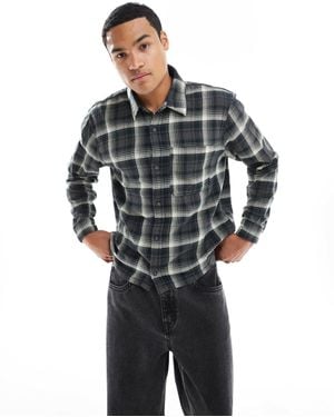 Hollister Long Sleeve Plaid Flannel Shirt - Gray