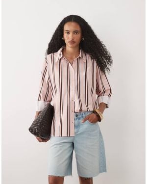 ASOS Oversized Gestreept Overhemd - Roze