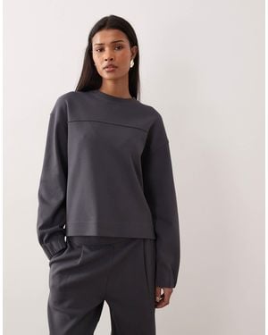 Mango Cotton Mix Pique Sweatshirt Co-ord - Grey