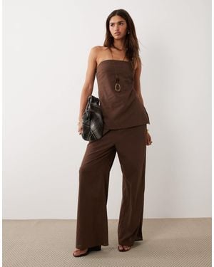 BRONZE SNAKE Nora Cotton Bandeau And Trouser Set - Brown