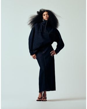 ASOS Denim Oversized Funnel Jacket - Blue