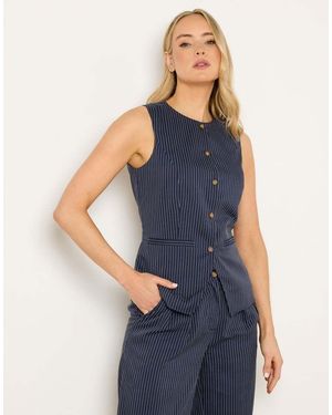 Long Tall Sally Pinstripe Waistcoat - Blue