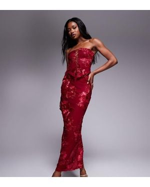 Murci Exclusive Mesh Column Maxi Skirt Co-ord - Red