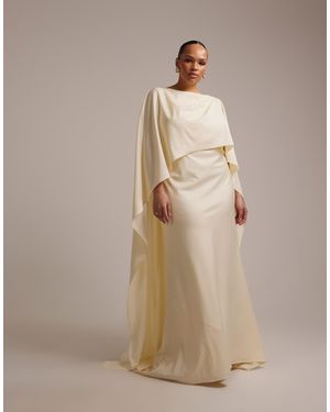 knee length dresses for ladies COWL BACK GOWN WITH CAPE SLEEVE | CULT MIA