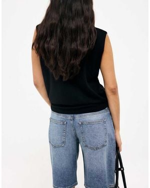 NA-KD Mid Waist Loose Denim Shorts - Black