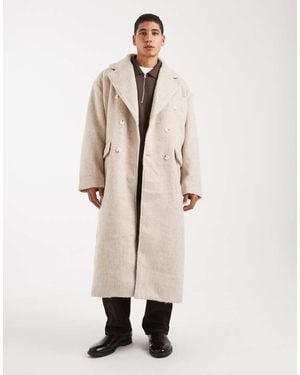 ASOS Brushed Wool Look Oversized Longline Coat - Natural