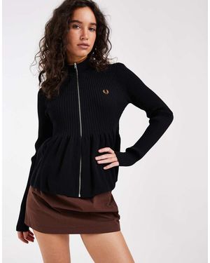 Fred Perry Vest Met Peplum En Rits - Zwart
