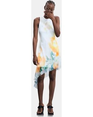 Desigual – asymmetrisches, ärmelloses kleid - Weiß