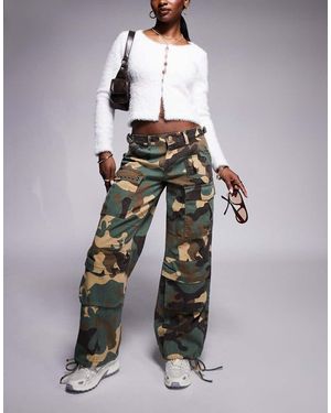 Liquor N Poker Baggy Jeans Met Lage Taille, Camouflageprint En Studs - Meerkleurig