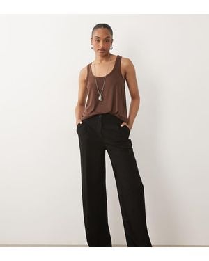 ASOS Asos Design Tall Wide Leg Trousers With Pleat Detail - Black