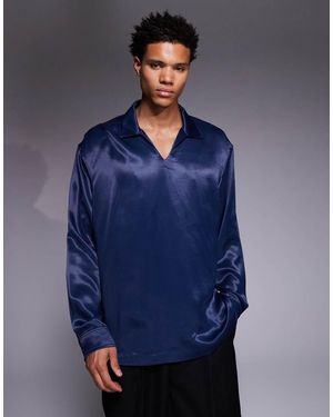 ASOS Oversized Satin Overhead Shirt - Blue