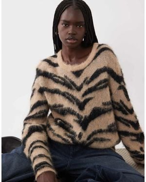 Jdy Zebraprint Gebreide Trui - Bruin