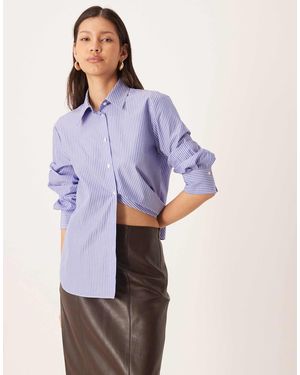 Mango Chemise rayée en coton mélangé - /blanc - Violet