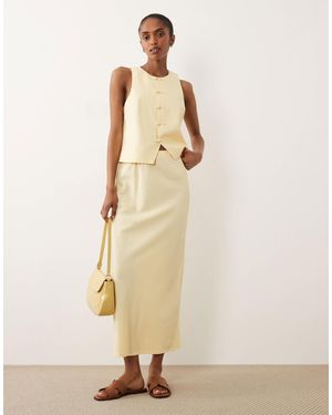 Mango Laguna Linen Mix Column Maxi Skirt Co-Ord - Natural