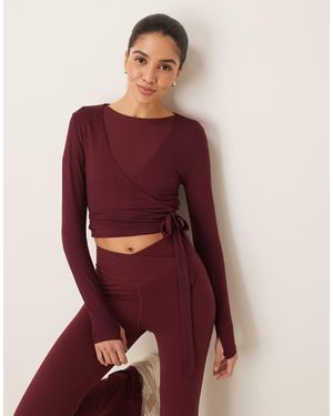 Tala Cárdigan Color Vino Con Diseño Envolvente De -Rojo