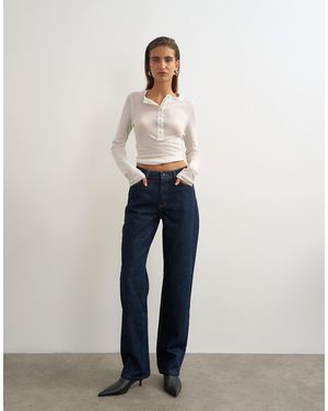 TOPSHOP Vintage Straight Mid Rise Jeans - Blue