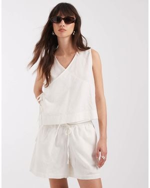JJXX Co-ord Top With Tie Detail - White
