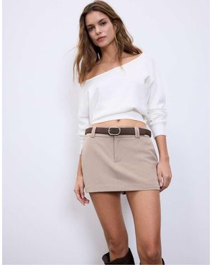 Stradivarius Mini Skort With Belt - White