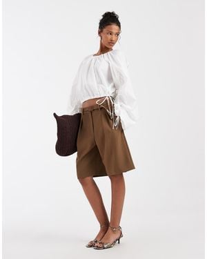 & Other Stories Cinch Sleeve Blouse - Grey