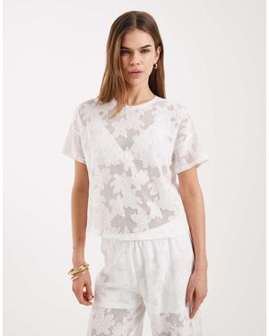 ONLY Boxy Lace T-shirt Co-ord - White