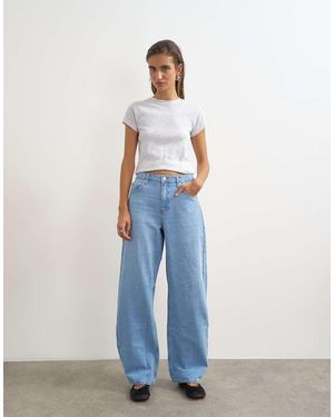 TOPSHOP Barrel Mid Rise Jean - White