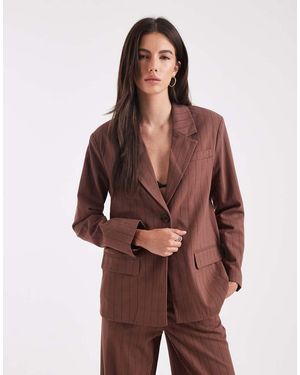 Object Elegante Blazer Met Krijtstreep - Bruin