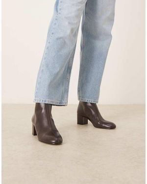 Mango Zip Detail Heeled Ankle Boot - Blue