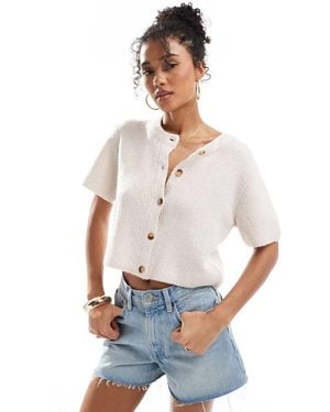 Brave Soul Short Sleeve Cardigan - White