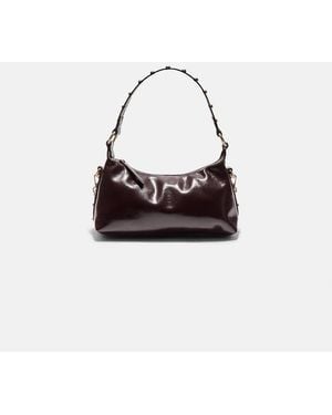 Stradivarius Studded Half-moon Shoulder Bag - White