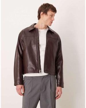 Abercrombie & Fitch Vegan Leather Jacket - Brown