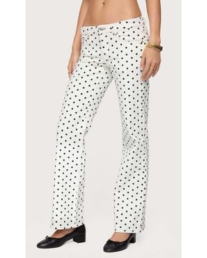 Edikted Romily Polka Dot Low Rise Jeans - White
