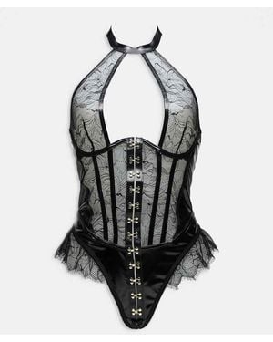 Ann Summers Kiss Me More Crotchless Teddy - Black