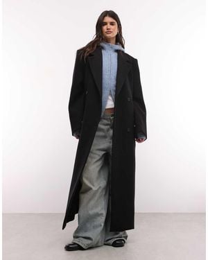 Weekday Logan Wool Blend Oversized Double Breasted Coat - Black