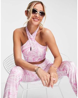 Miss Selfridge Slinky Wrap Halter Top - Multicolour
