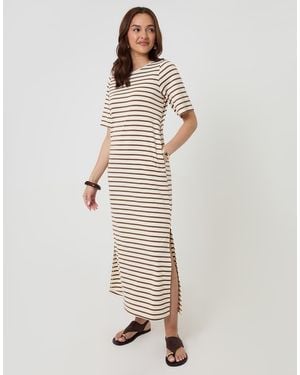 Threadbare Stripe Jersey Maxi T-Shirt Dress - Natural