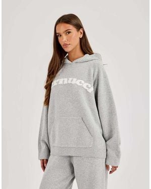 CERNUCCI Knitted Logo Oversized Hoodie - Grey