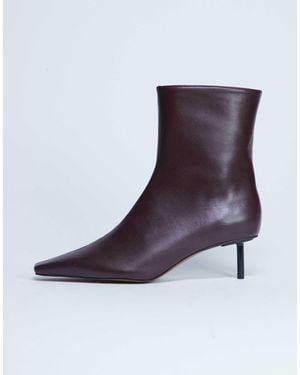 TOPSHOP Narla Premium Real Leather High Pin Heeled Ankle Boots - Purple