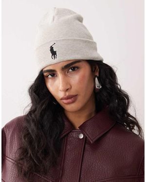 Polo Ralph Lauren Icon Logo Cotton Knit Beanie - Brown