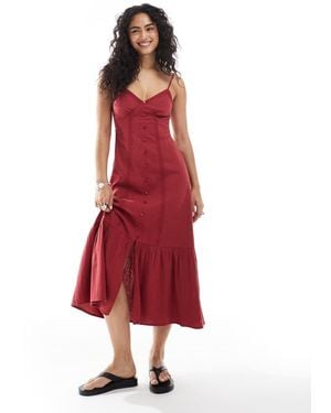 New Look Button Down Midi Dress - Red